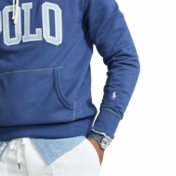 NWT Polo Ralph Lauren The RL Fleece Logo Hoodie - Light Navy - Picture 4 of 13